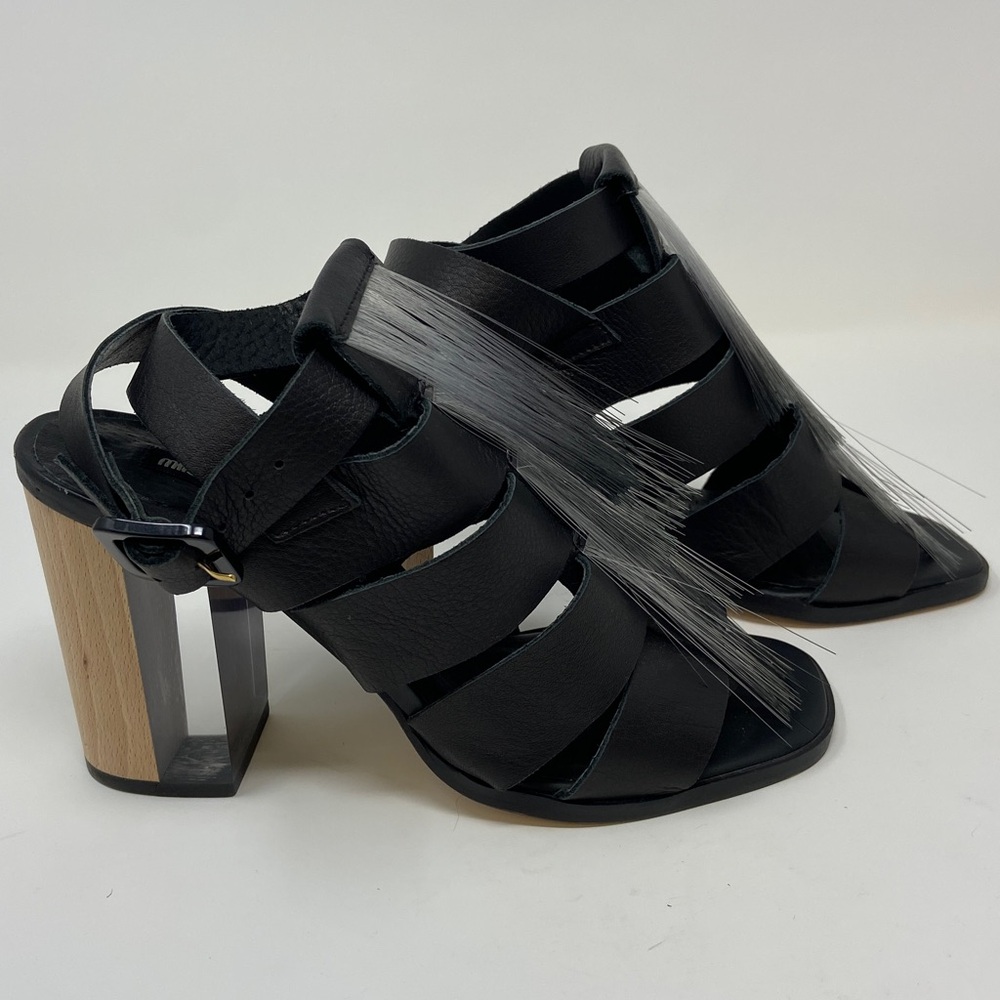 MIISTA Millie Lucite Heels Womens Size 38 Black Luxury Leather Bootie